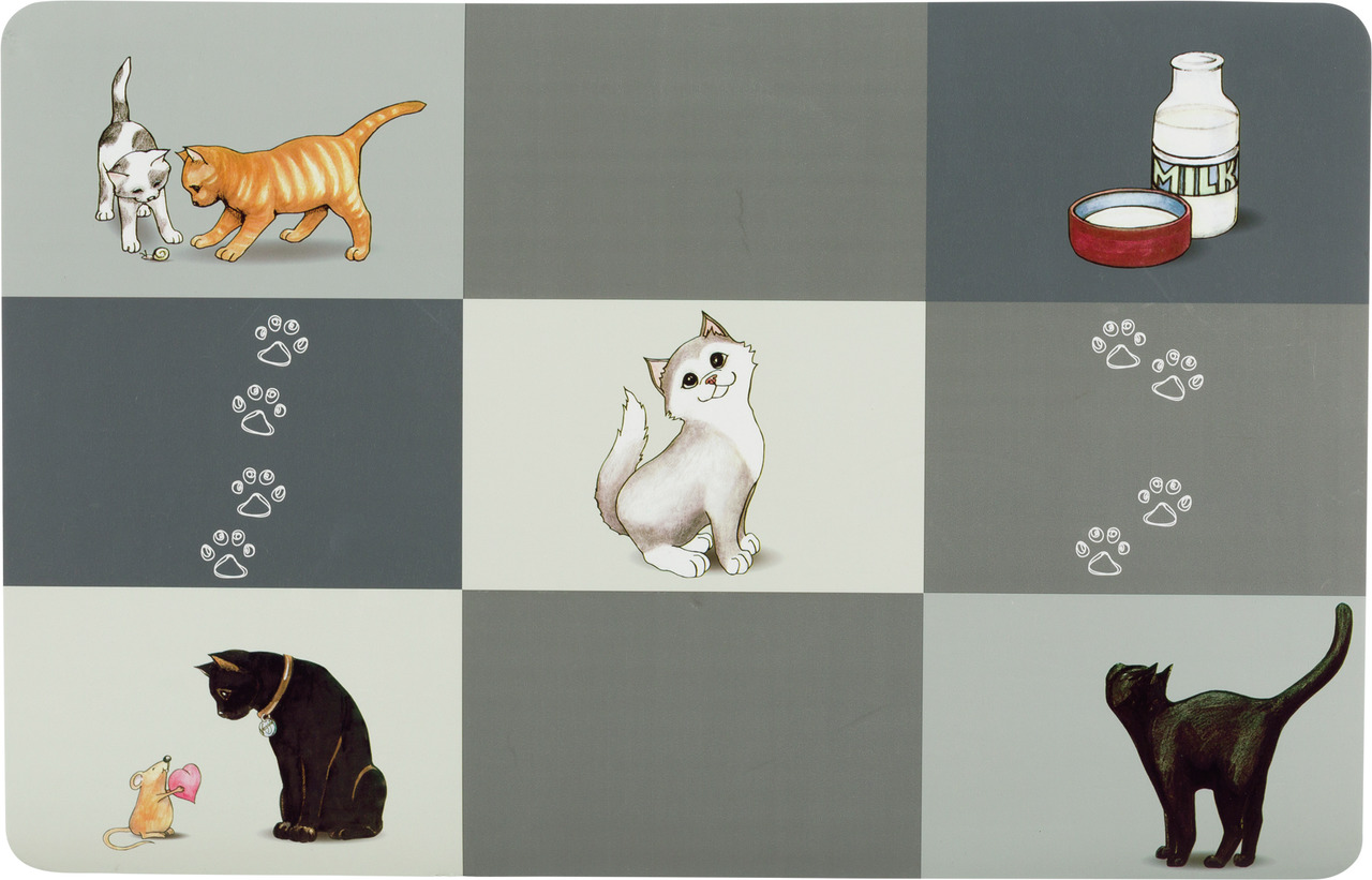 Trixie Napfunterlage Motiv Patchwork Cat Katzen Zubehör 44 x 28 cm