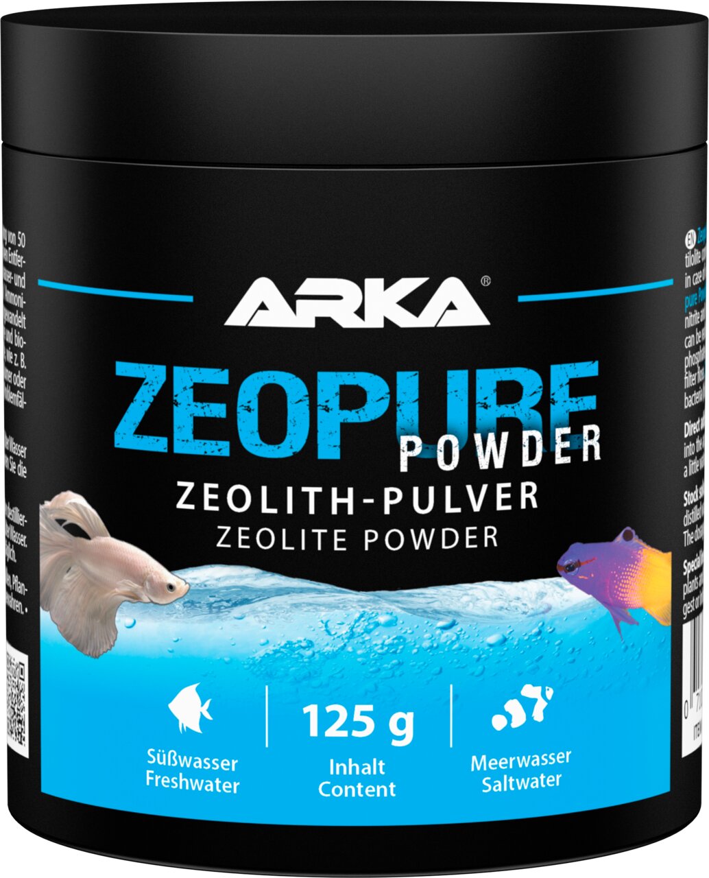 ARKA Zeopure Powder Zeolith-Pulver für Süß- und Meerwasseraquarien, für Zierfische, 125 g Wasserpflegepulver.
