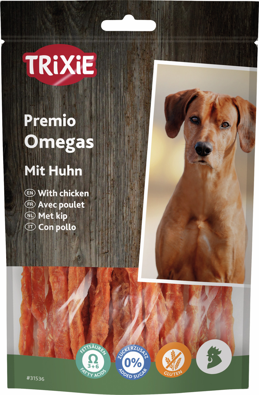 TRIXIE Premio Omega Stripes Hühnchen 100 Gramm Hundesnacks