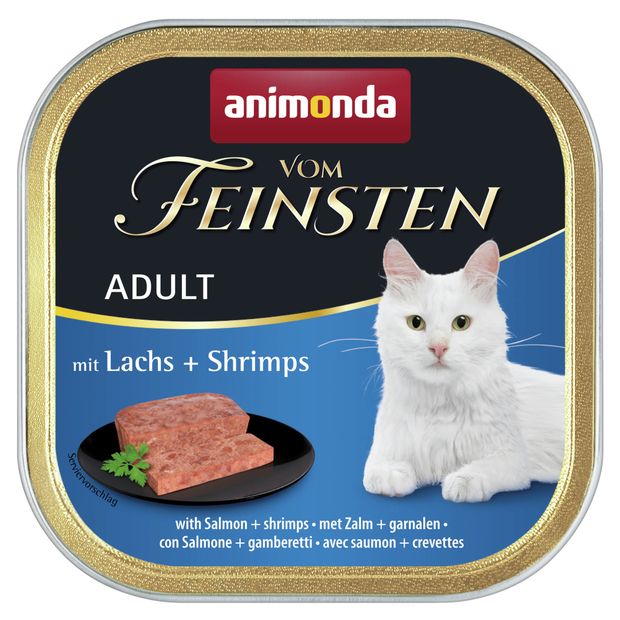Animonda Vom Feinsten Adult mit Lachs+Shrimps, für ausgewachsene Katzen, 100g, hochwertige Zutaten, schmackhaft.