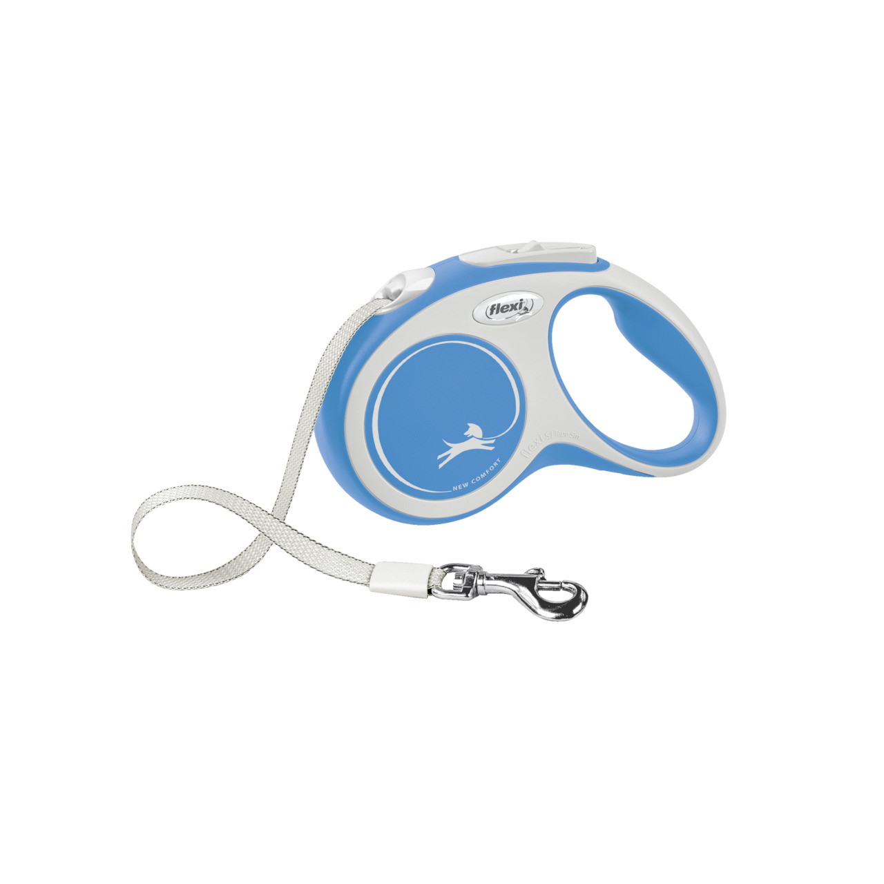 Flexi New Comfort Hundeleine, ergonom. Griff, stabiler Karabiner, für Hunde, blaue Farbe, zuverlässige Kontrolle beim Gassigehen.