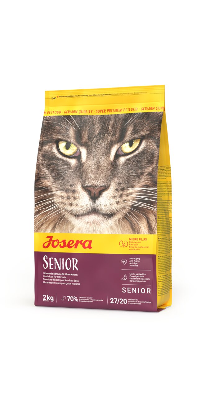 Josera Senior Katzenfutter für ältere Katzen, Geflügel, anti-aging und leicht verdaulich, Nieren Plus, 2 kg Beutel