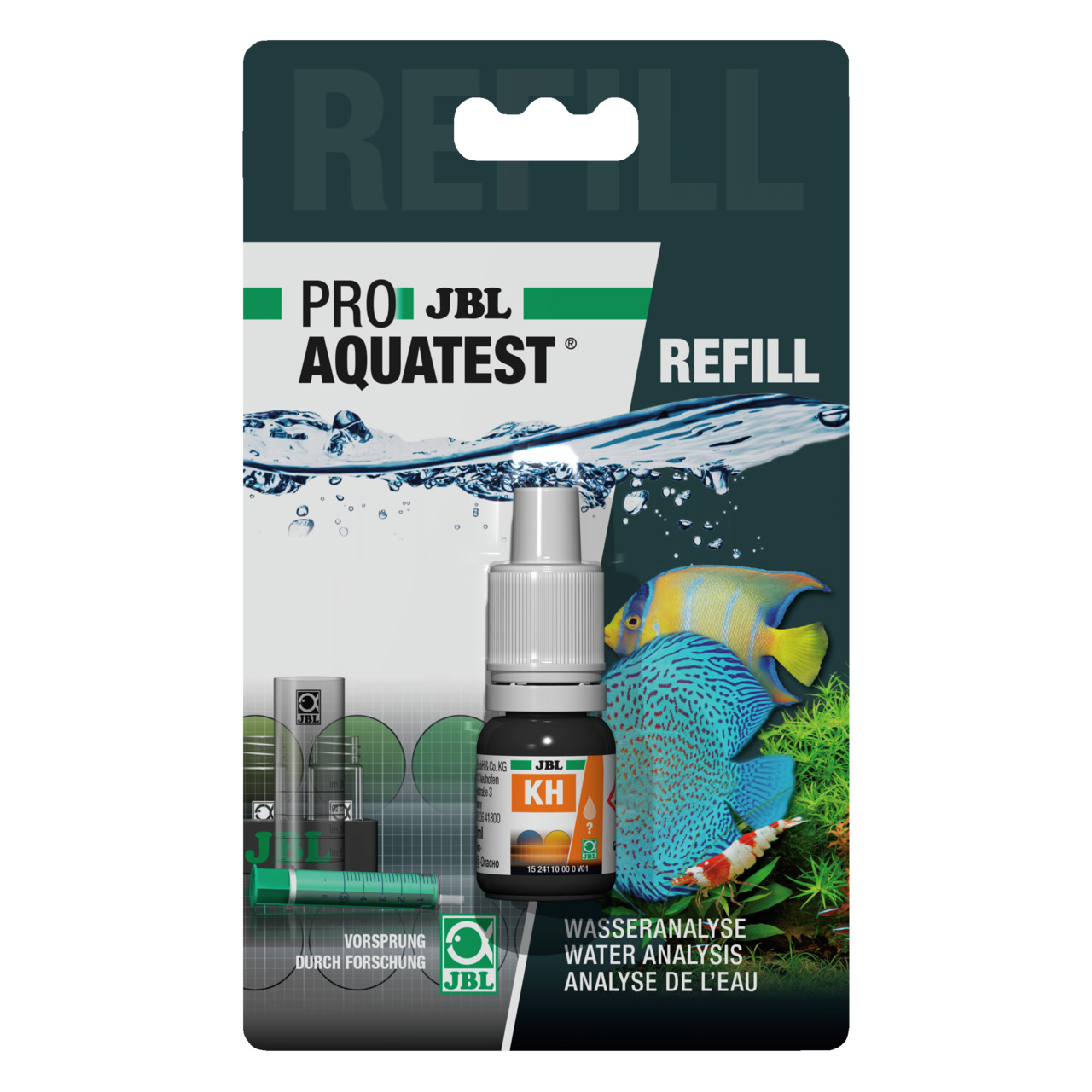 JBL ProAquaTest KH Refill, Nachfüllset f. KH-Wasseranalyse, f. Aquarienbesitzer, präzise Messung, 1 Nachfüllflasche.