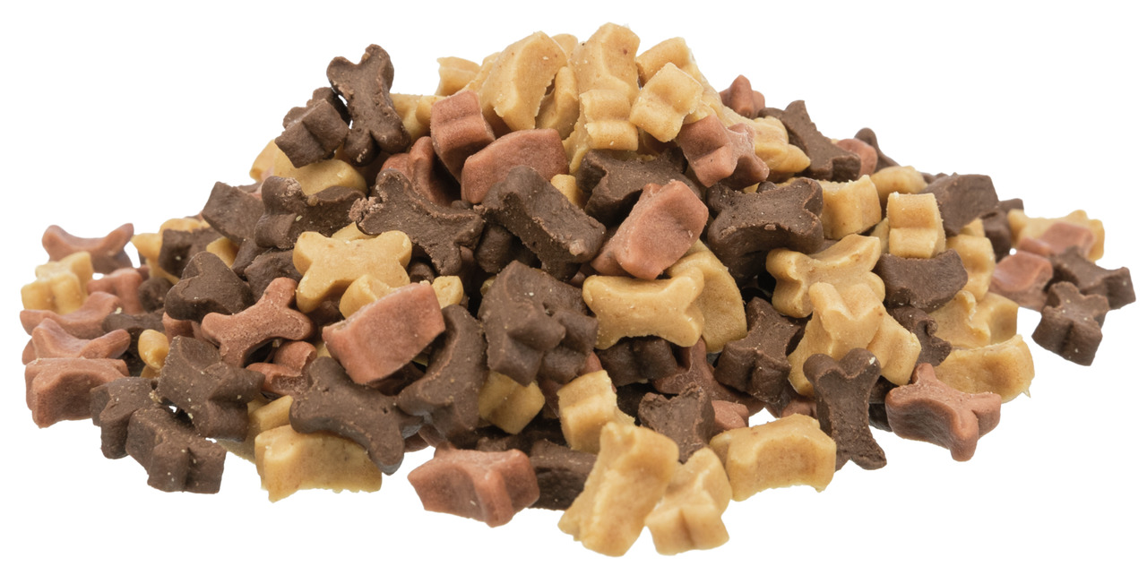TRIXIE Hundesnacks, Knochenform, für Hunde, Geschmacksvielfalt (Braun, Beige, Rosa), ideal als Belohnung-Snack zwischendurch.