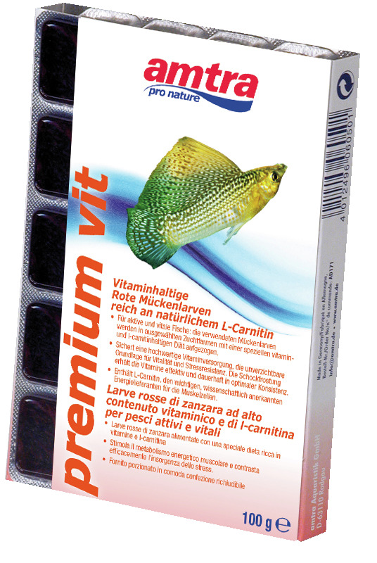 amtra pro nature premium vit: Hochwertiges Fischfutter für Zierfische, rote Mückenlarven, L-Carnitin, stärkt Vitalität & Immunsystem, 100 g.