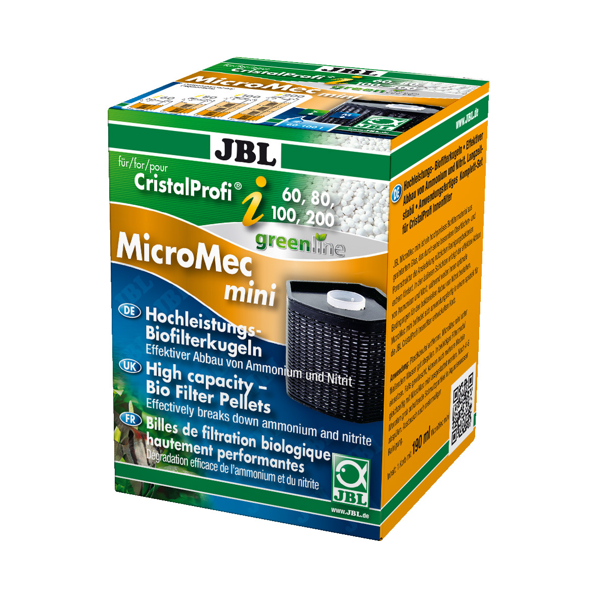 JBL MicroMec mini, Biofilterkugeln für CristalProfi i-Serie (60, 80, 100, 200), für Aquarien, Abbau von Ammonium/Nitrit, 190 ml.