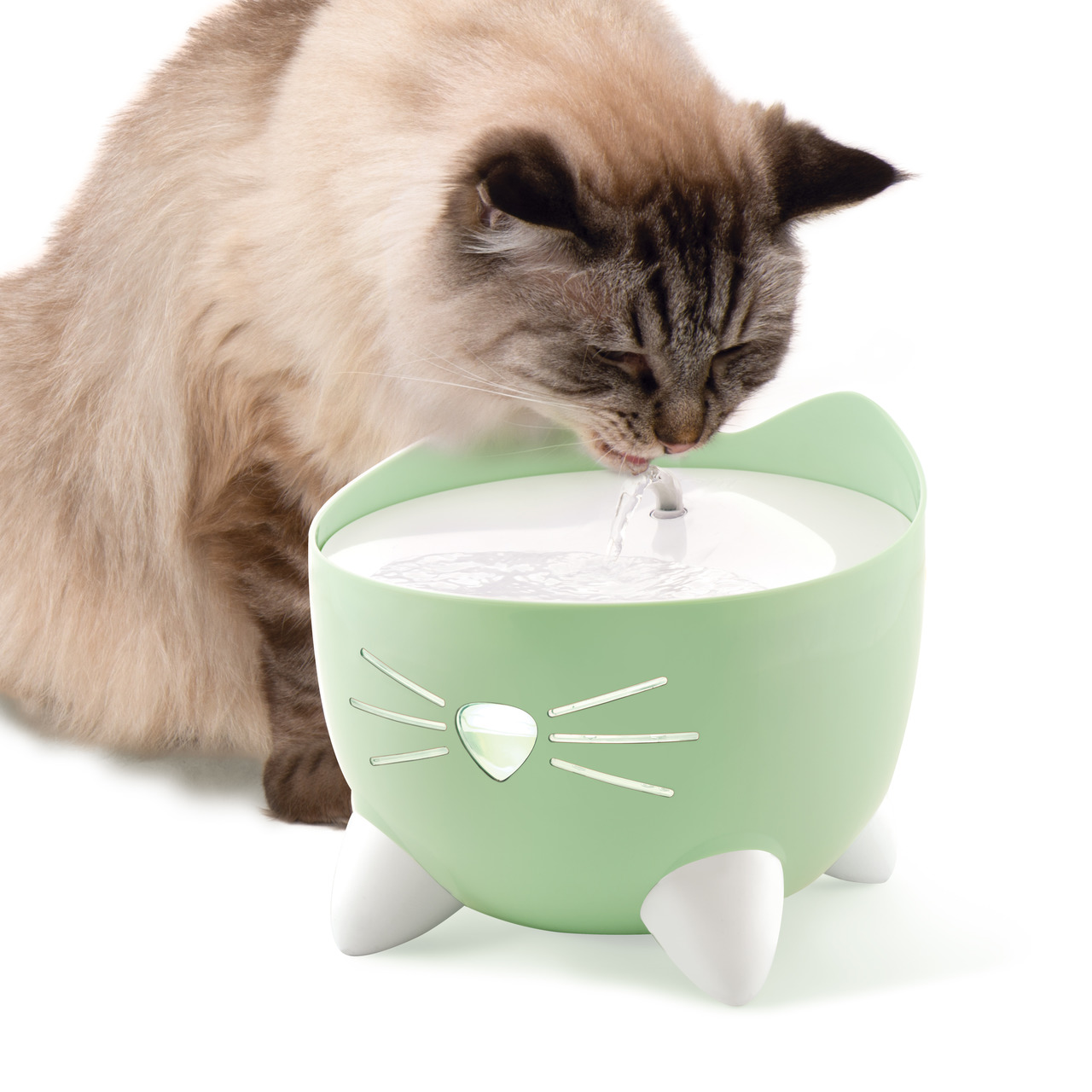 Catit Trinkbrunnen für Katzen, verspieltes Design mit Ohren & Schnurrhaaren, frisches zirkulierendes Wasser für bessere Hydration.