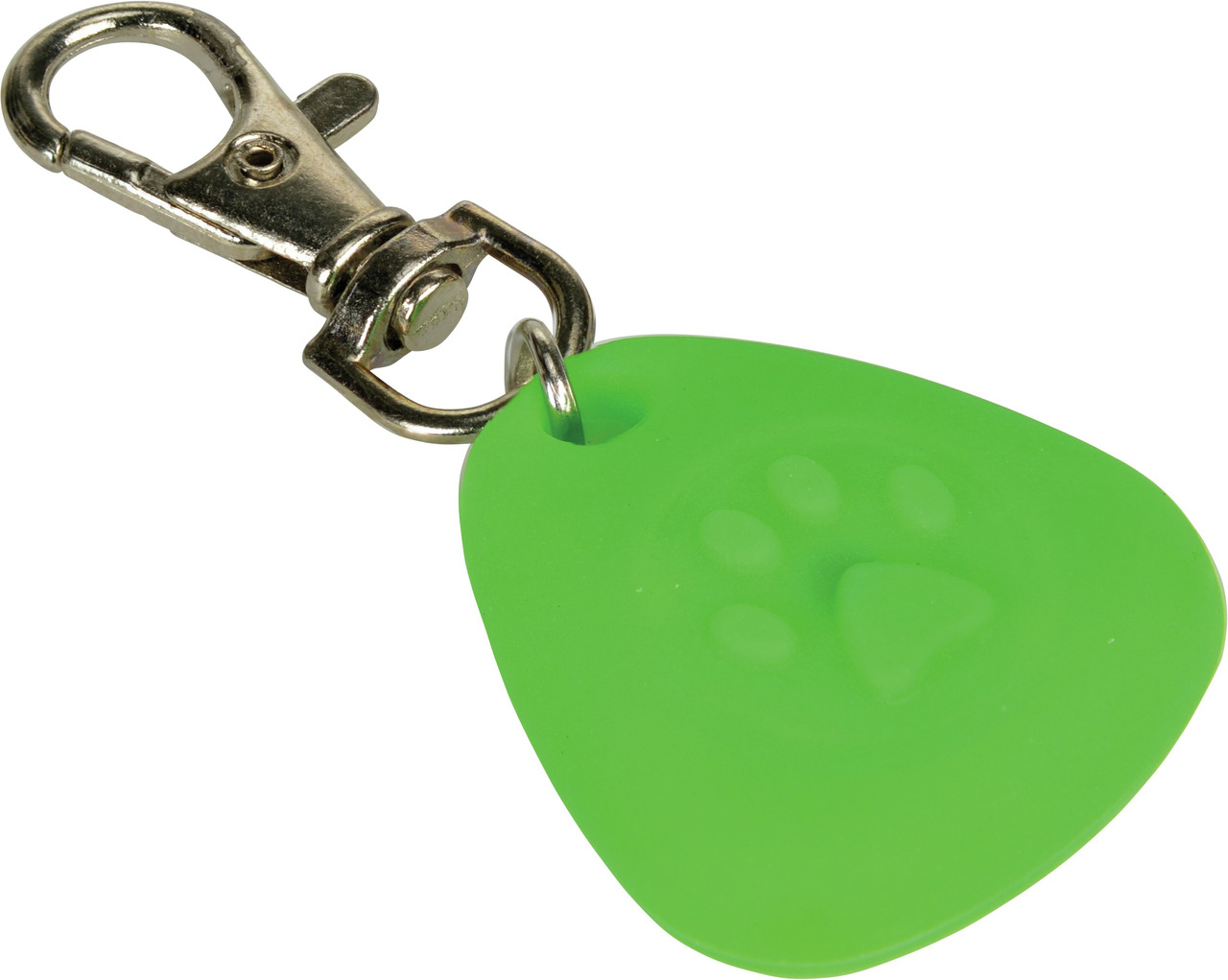 AniOne Grüner Anhänger, Pfotenmotiv, für Hunde-Katzen, Kunststoff, Metallkarabiner, leicht zu befestigen, ideal für Zubehör.
