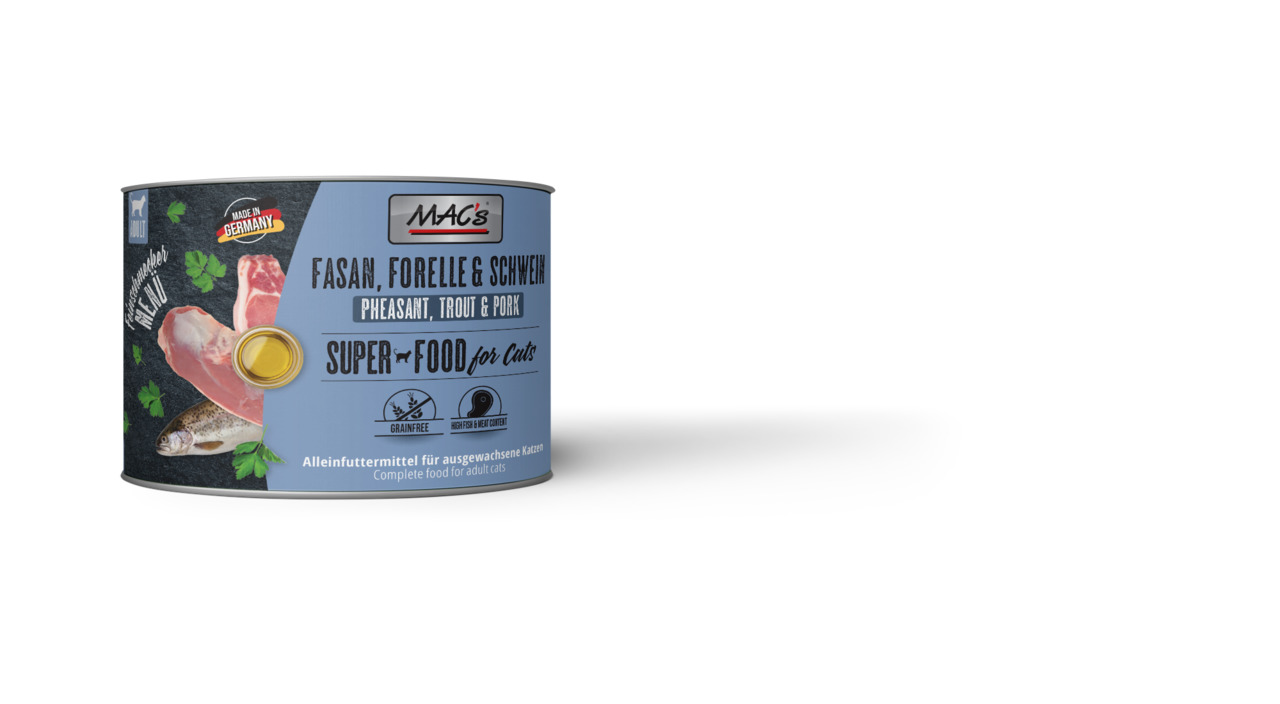 Sparpaket 6 x 200 g Mac's Adult Fasan, Forelle & Schwein Katzen Nassfutter