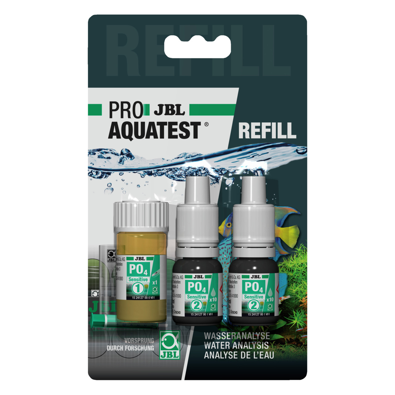 JBL ProAquaTest PO4 Sensitive Refill, Nachfüllset f. Phosphat-Test, Aquarien, 50 Tests, präzise Wasseranalyse, Fische & Pflanzen.