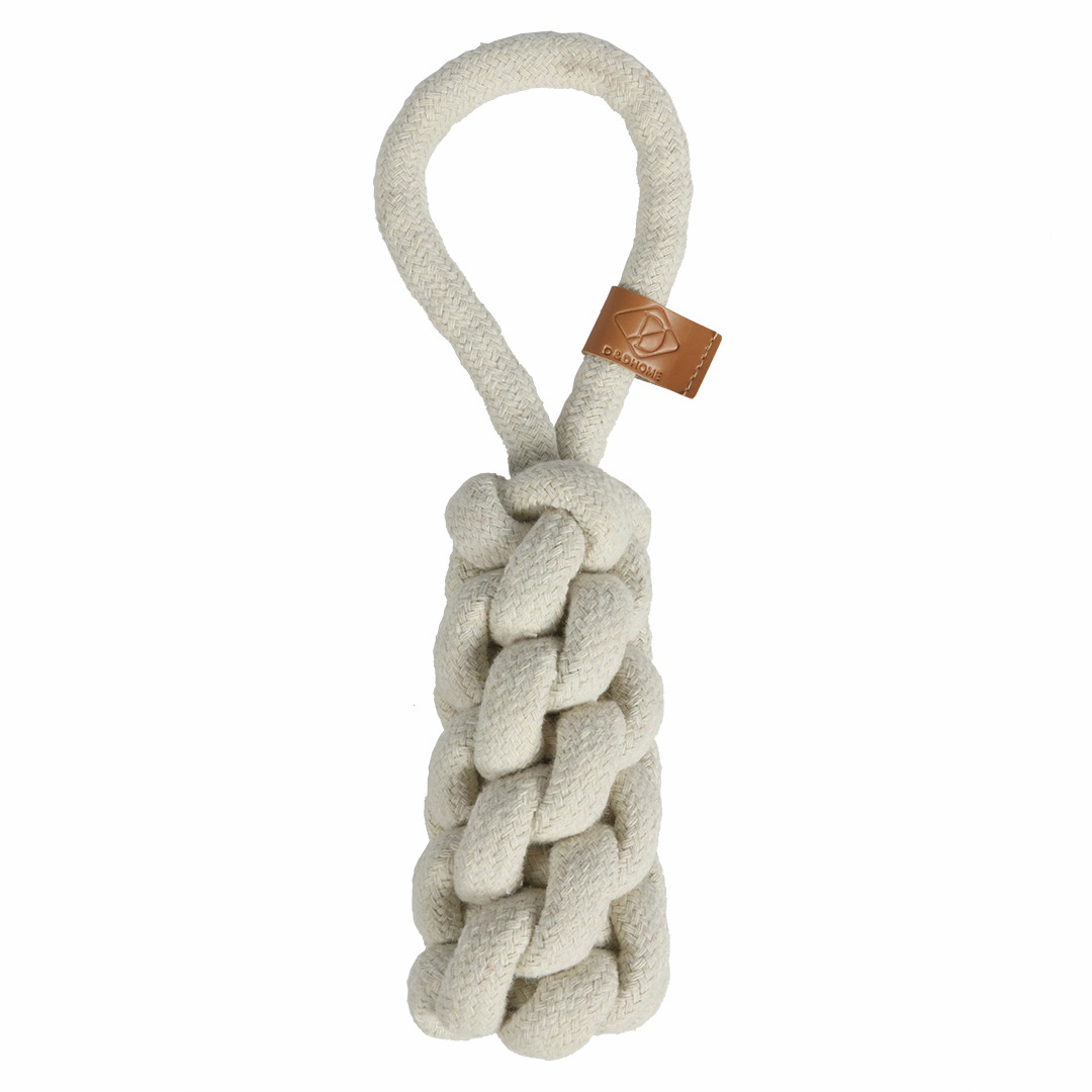 D&D Rope Toy von D&D, robustes Seilspielzeug aus Baumwolle, beige, für Hunde aller Größen, ideal für Zerr-/Wurfspiele.