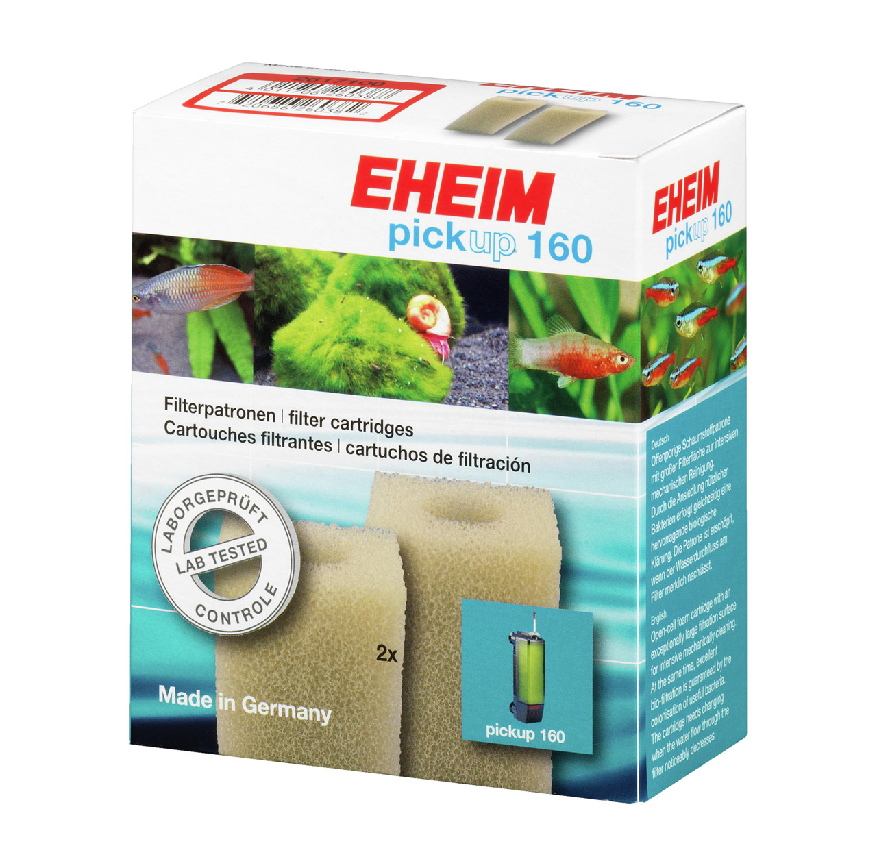 EHEIM Filterpatronen "pickup 160" f. Aquarienbesitzer, 2 Stk., effektive Wasserfiltration, gründl. Reinigung, Made in Germany.