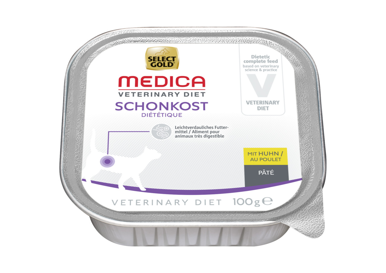 Select Gold MEDICA Vet. Diet Schonkost, Katze, Huhn, leicht verdaulich, für ernährungssensible Tiere, 100 g Pâté.