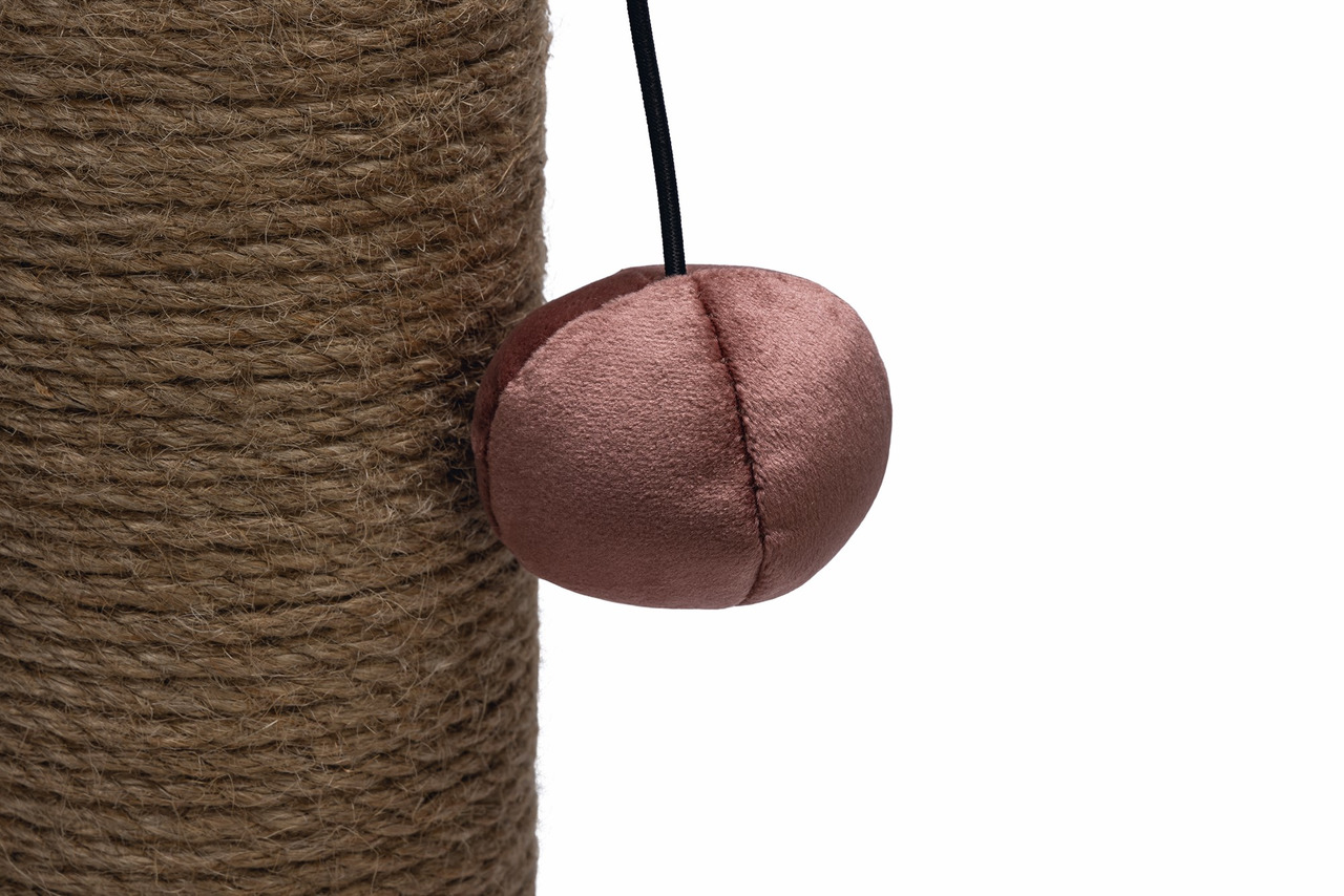 Kratzbaum "Designed by Lotte" für Katzen, robustes Sisal für Krallenpflege, mit rosa Spielzeug, animiert zum Spielen & Jagen.