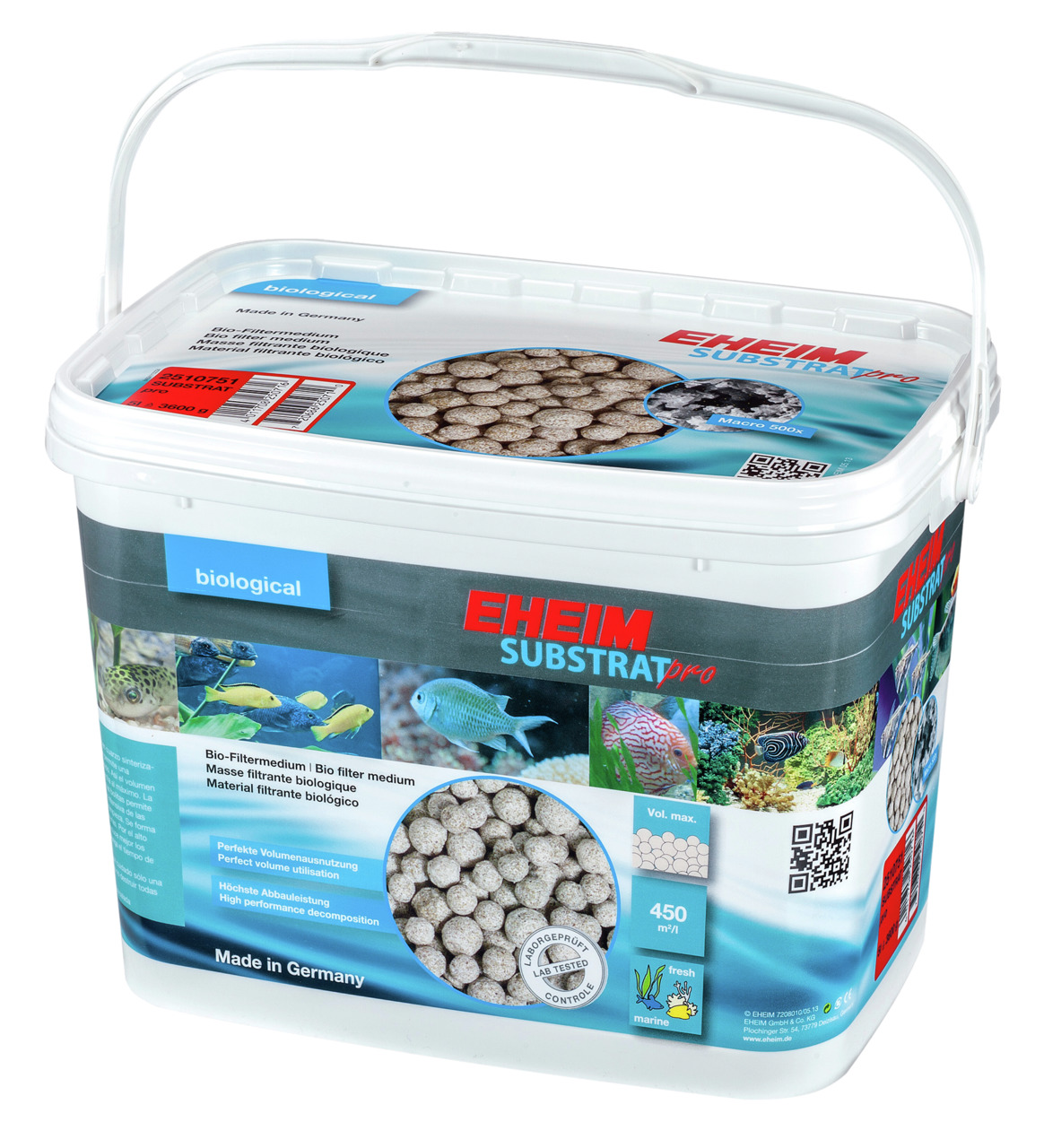 EHEIM SUBSTRATpro, biolog. Filtermedium f. Süß-/Meerwasseraquarien, 450 ml, runde Pellets, effektive Filterung, Made in Germany.