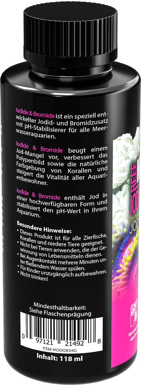 MICROBE-LIFT Iodide & Bromide, 118 ml, für Meerwasseraquarien: Jod-/Bromidzusatz, pH-Stabilisator, fördert Korallenfarbe & Vitalität.