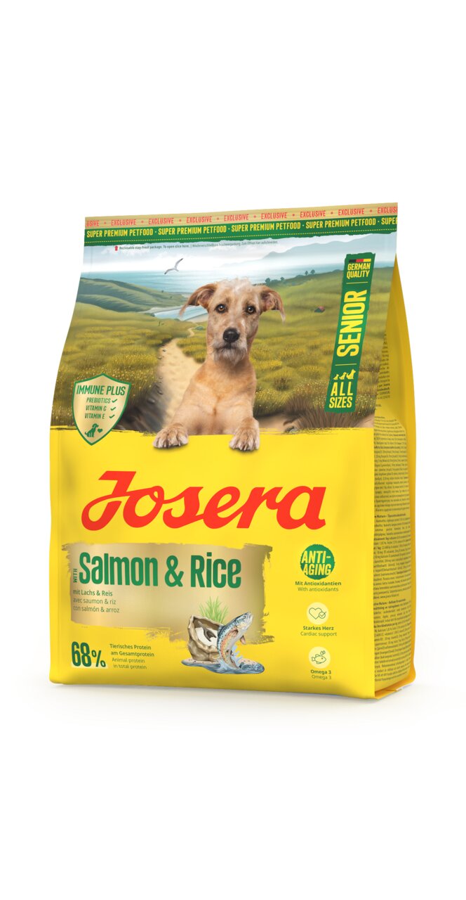 Josera Senior Hundefutter mit Lachs & Reis, für ältere Hunde, Anti-Aging, Immune Plus, Omega-3-Fettsäuren, 15 kg.