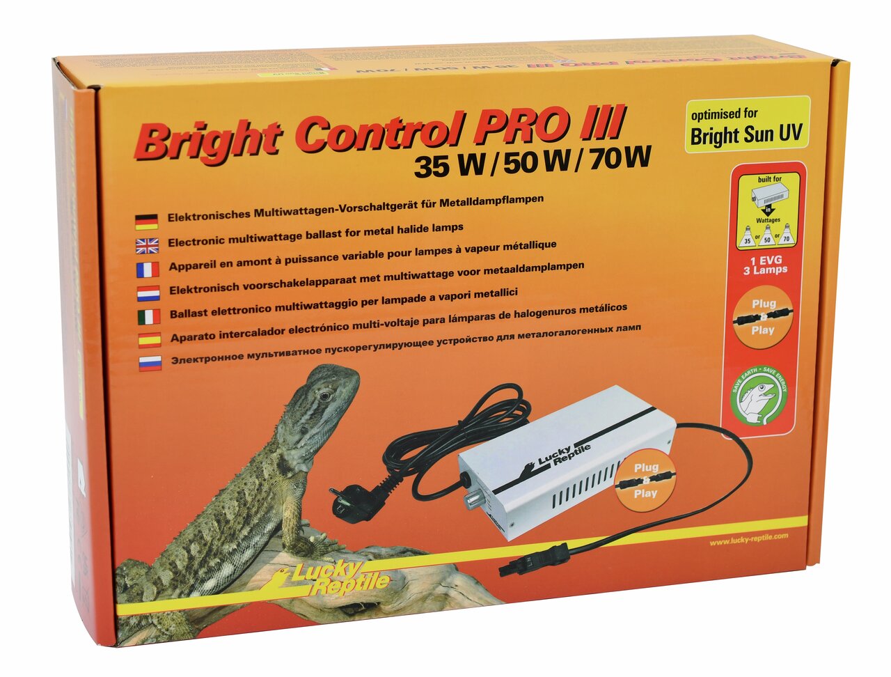 Lucky Reptile Bright Control PRO III, elektronisches Vorschaltgerät für 35W-50W-70W-Metallhalogenlampen, für Reptilien.