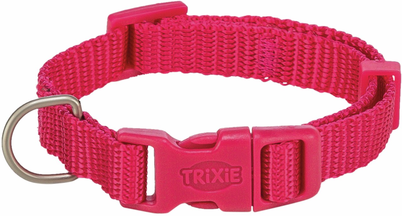 TRIXIE Hundehalsband, Nylon, pink, für alle Hundegrößen, mit Klickverschluss & Metallring, ideal für täglichen Gebrauch.