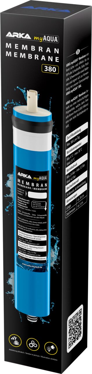 ARKA myAQUA Membrane 380 Umkehrosmosemembran für Aquarien, Filtermembran 380 GPD zur Wasseraufbereitung.