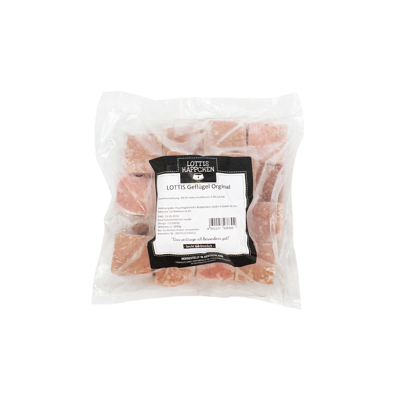 LOTTIS HÄPPCHEN Geflügel Power Tiefkühl Würfel 1 kg