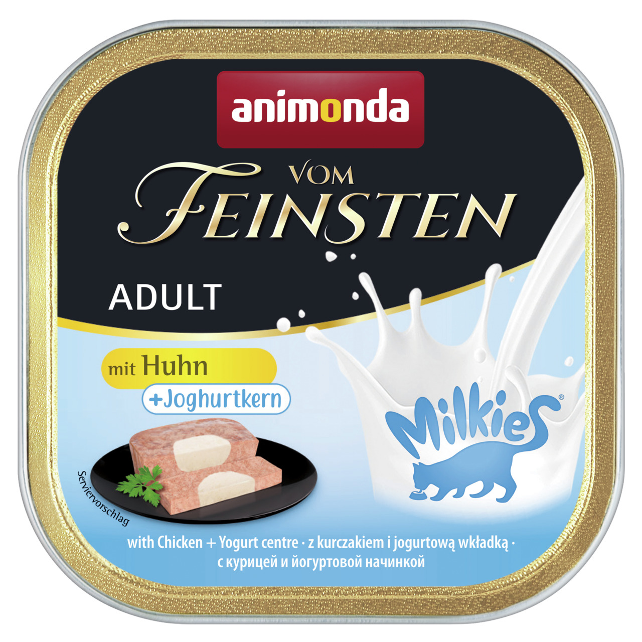Sparpaket 8 x 100 g Animonda Vom Feinsten Adult mit Milkies-Kern mit Huhn + Joghurtkern Katzen Nassfutter