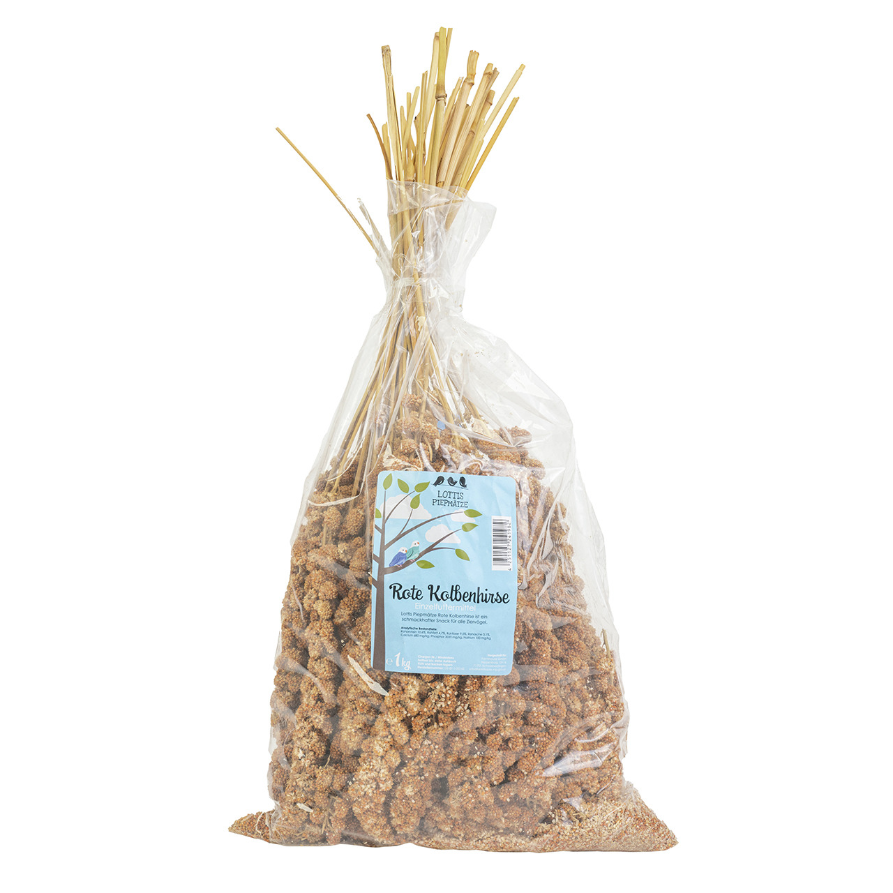 Lottis Piepmätze Kolbenhirse, 1 kg, für Ziervögel, naturbelassen, gesunder Snack-Ergänzungsfutter.