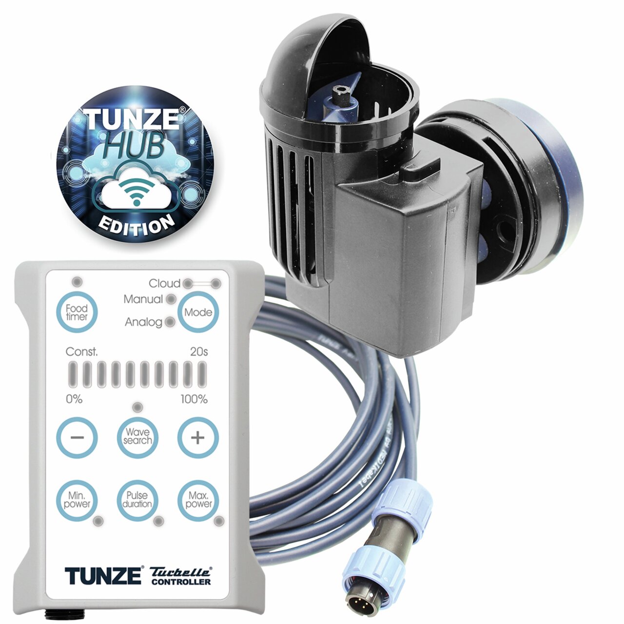 Strömungspumpe Tunze Turbelle mit Controller, für Aquarien, individuell einstellbar, effiziente Wasserzirkulation, Hub Edition.