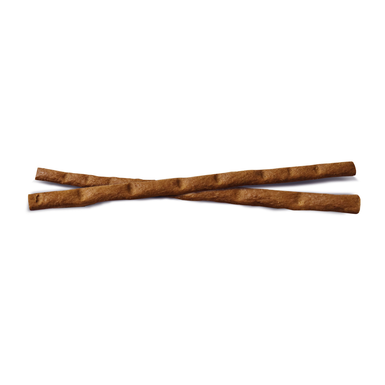 GimCat Kausticks für Katzen, Snack zwischendurch, Geschmacksrichtung Leber, fördert Kauen, 2 braune längliche Sticks.