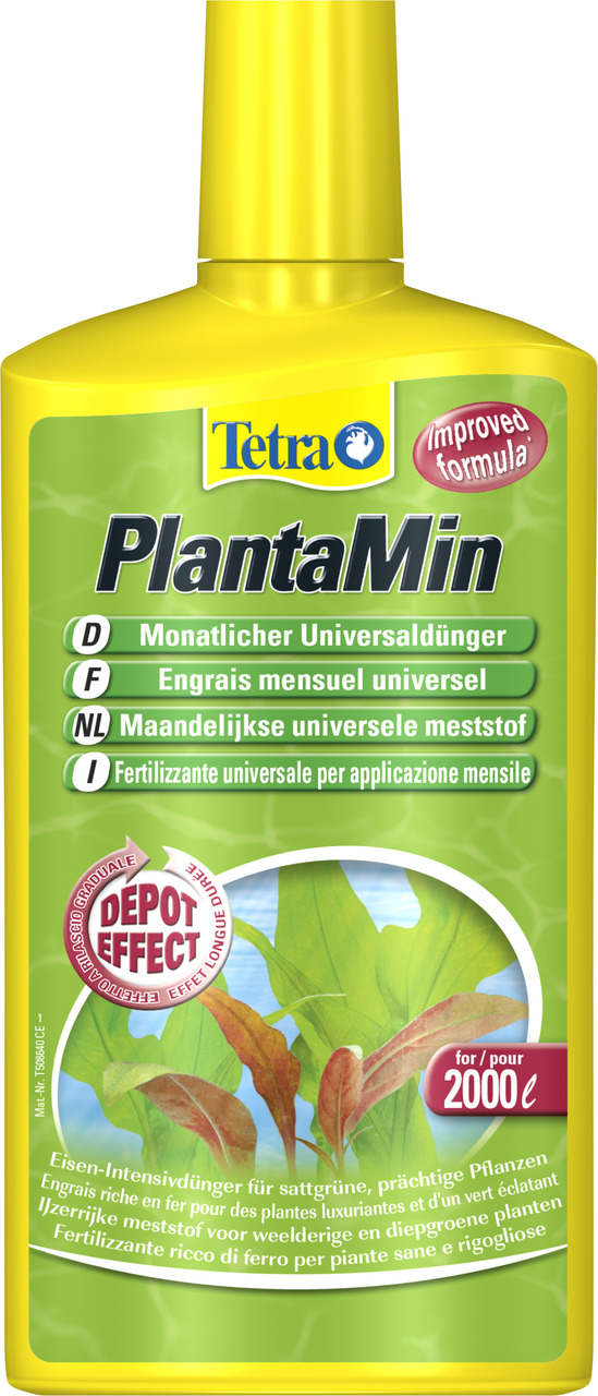 Tetra PlantaMin, Universaldünger f. Aquarienpflanzen, fördert prächtige Pflanzen, m. Eisen, Depot-Effekt, f. 2000 L Wasser.