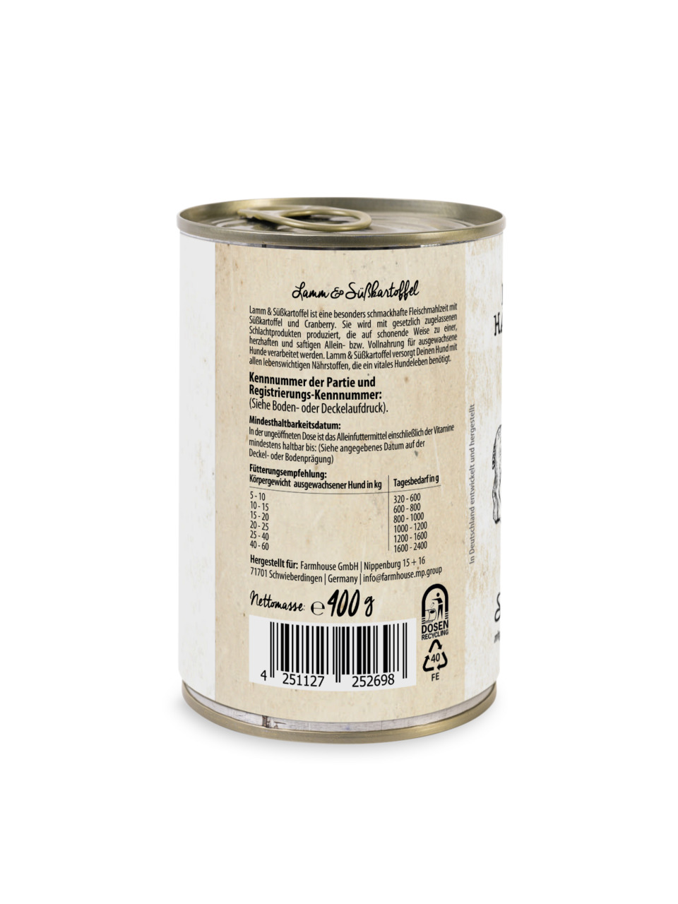 Lottis Häppchen Lamm & Süßkartoffel, 400 g, für ausgewachsene Hunde, mit Lamm, Süßkartoffel & Cranberry, schmackhaft & nährstoffreich.