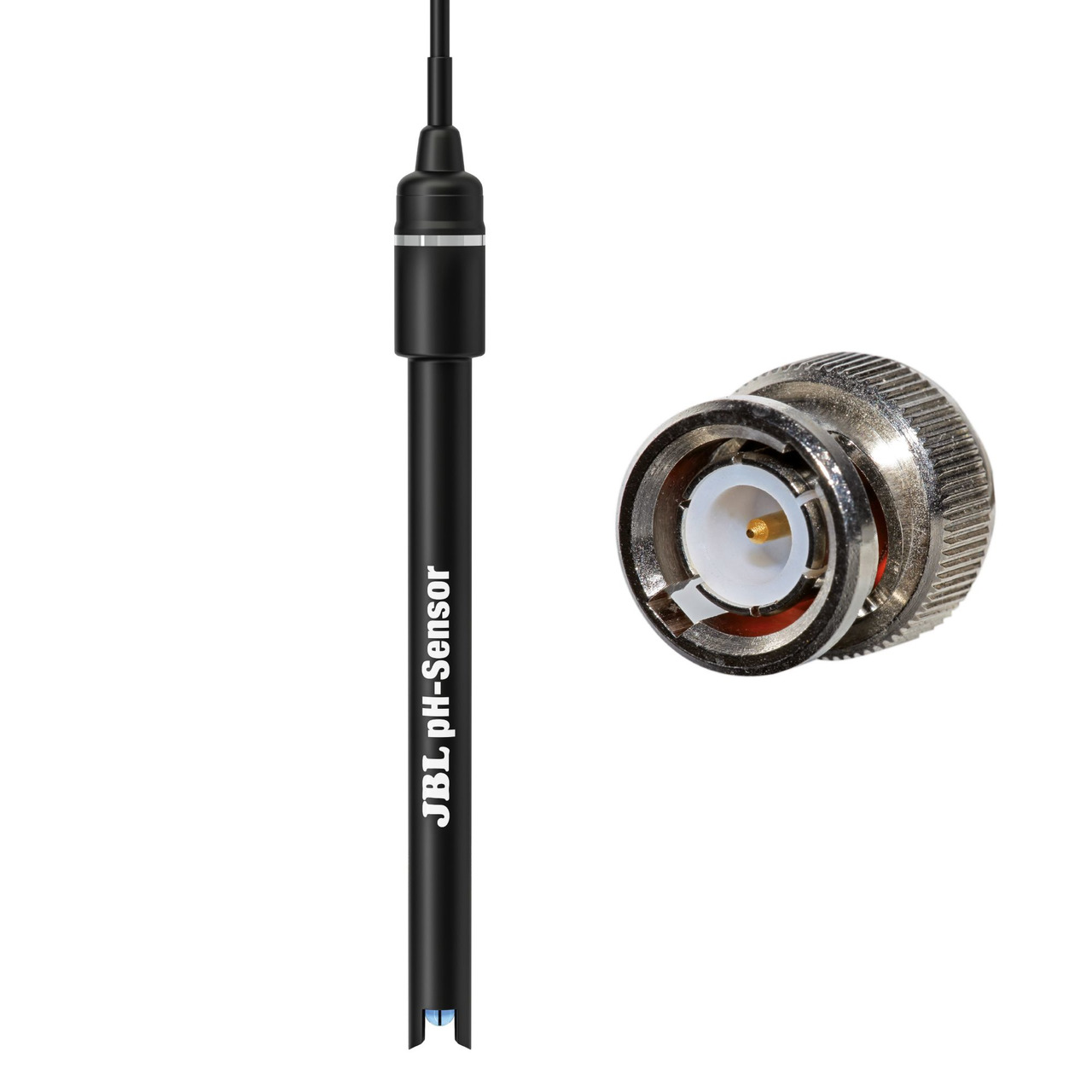 JBL pH-Sensor, Zubehör für präzise pH-Messung in Aquarien, schlank, robust, mit Metallstecker für sichere Verbindung.