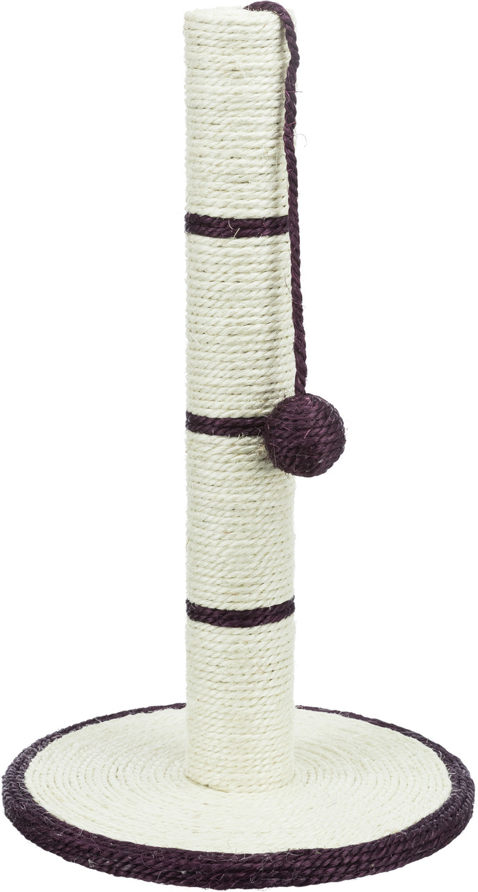 TRIXIE Kratzstamm Parla, für Katzen, Sisal, 62 cm hoch, mit Bodenplatte & Ball an Schnur, ideal zur Krallenpflege & zum Spielen.