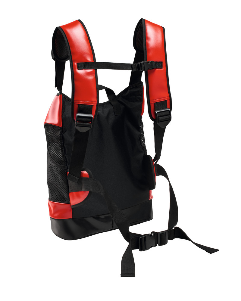 HUNTER Outdoor-Rucksack für Hundehalter, Schwarz/Rot, ergonomisch, gepolsterte Gurte, atmungsaktive Taschen, ideal für Wanderungen.