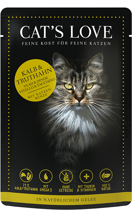 Cat's Love Adult Mix Kalb & Truthahn mit Katzenminze Katzen Nassfutter 85 g