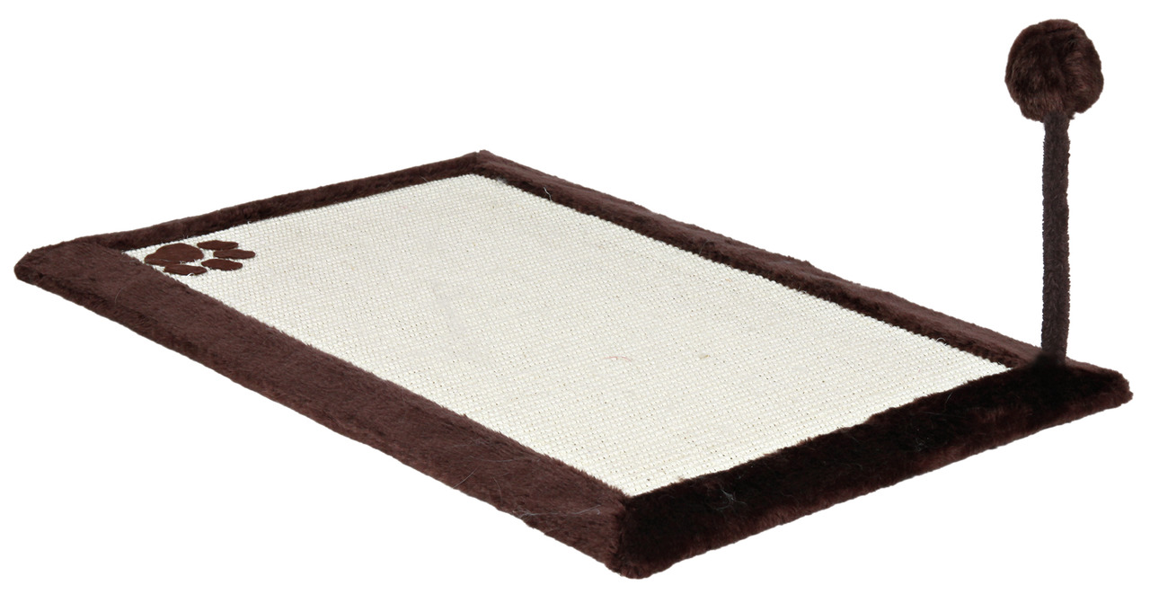 TRIXIE Kratzmatte f. Katzen, Sisal-Oberfl., Plüschrand, Spielkugel, ideal f. Krallenpflege & Spiel, gegen Langeweile, braun.
