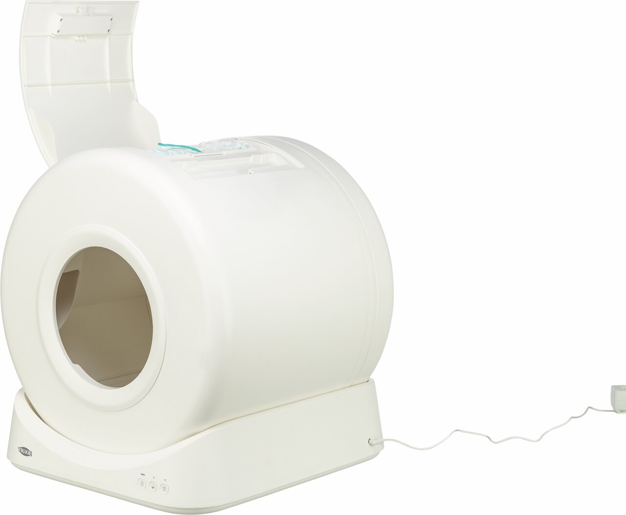 TRIXIE Selbstreinigende Katzentoilette, für Katzen jeder Größe, weiß, mit automatischem Reinigungsmechanismus, strombetrieben.