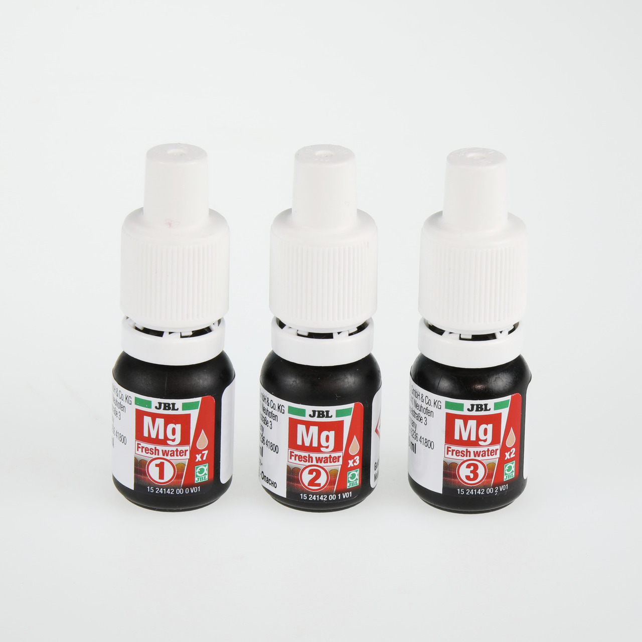 JBL Magnesium Test-Set, Süßwasseraquarien, präzise Mg-Messung, 3 Fläschchen (1-3) für 12 Tests, Zielgruppe: Aquarienbesitzer.