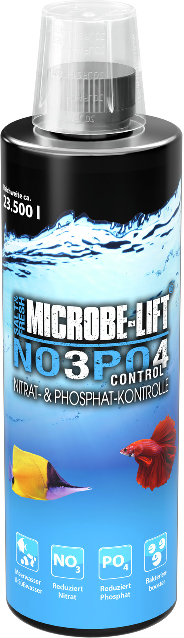 MICROBE-LIFT NO3PO4 Control, 500 ml, für Meer-/Süßwasseraquarien, reduziert Nitrat/Phosphat, klares Wasser, für 23.500 l.