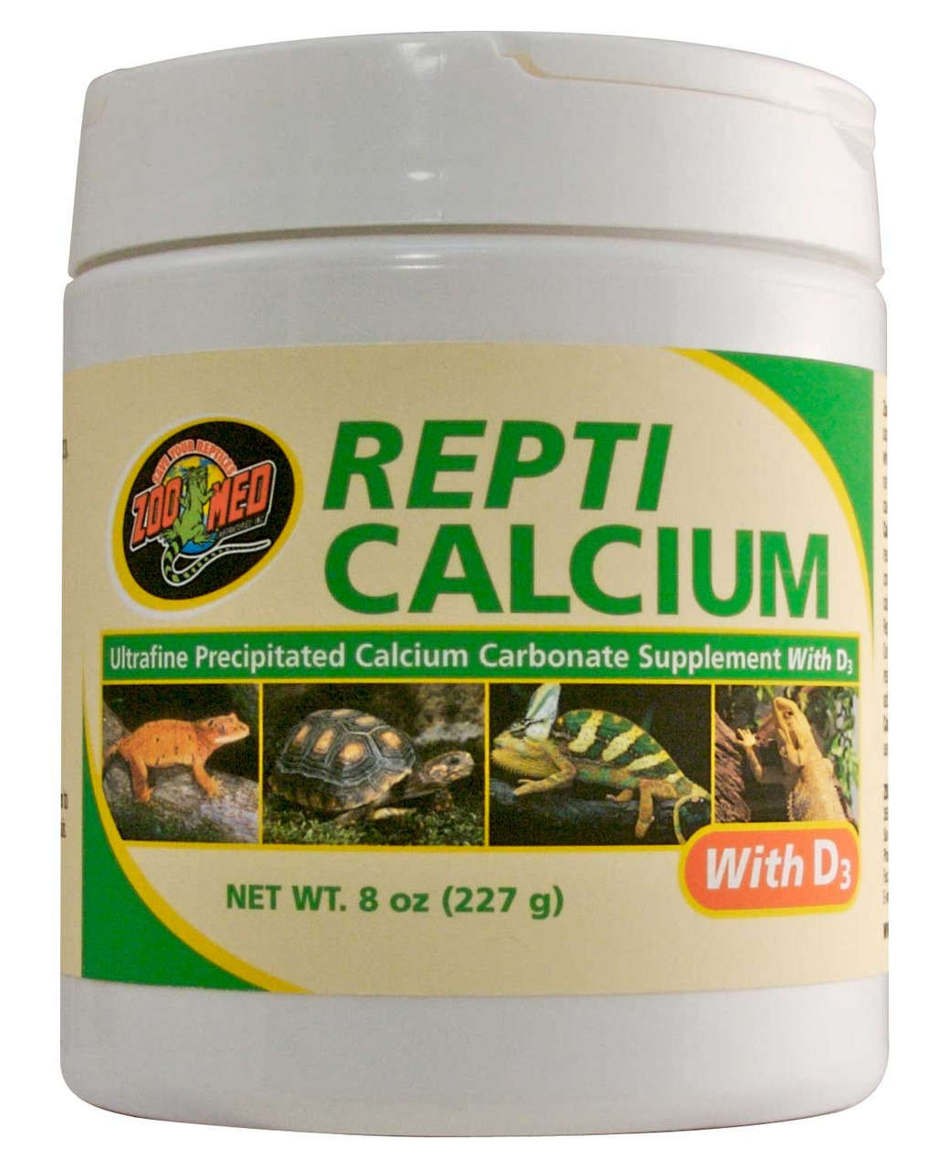Zoo Med Repti Calcium mit D3, Kalziumpräparat f. Reptilien, 227 g, ultrafeines Kalziumkarbonat m. Vitamin D3 zur Kalziumaufnahme.