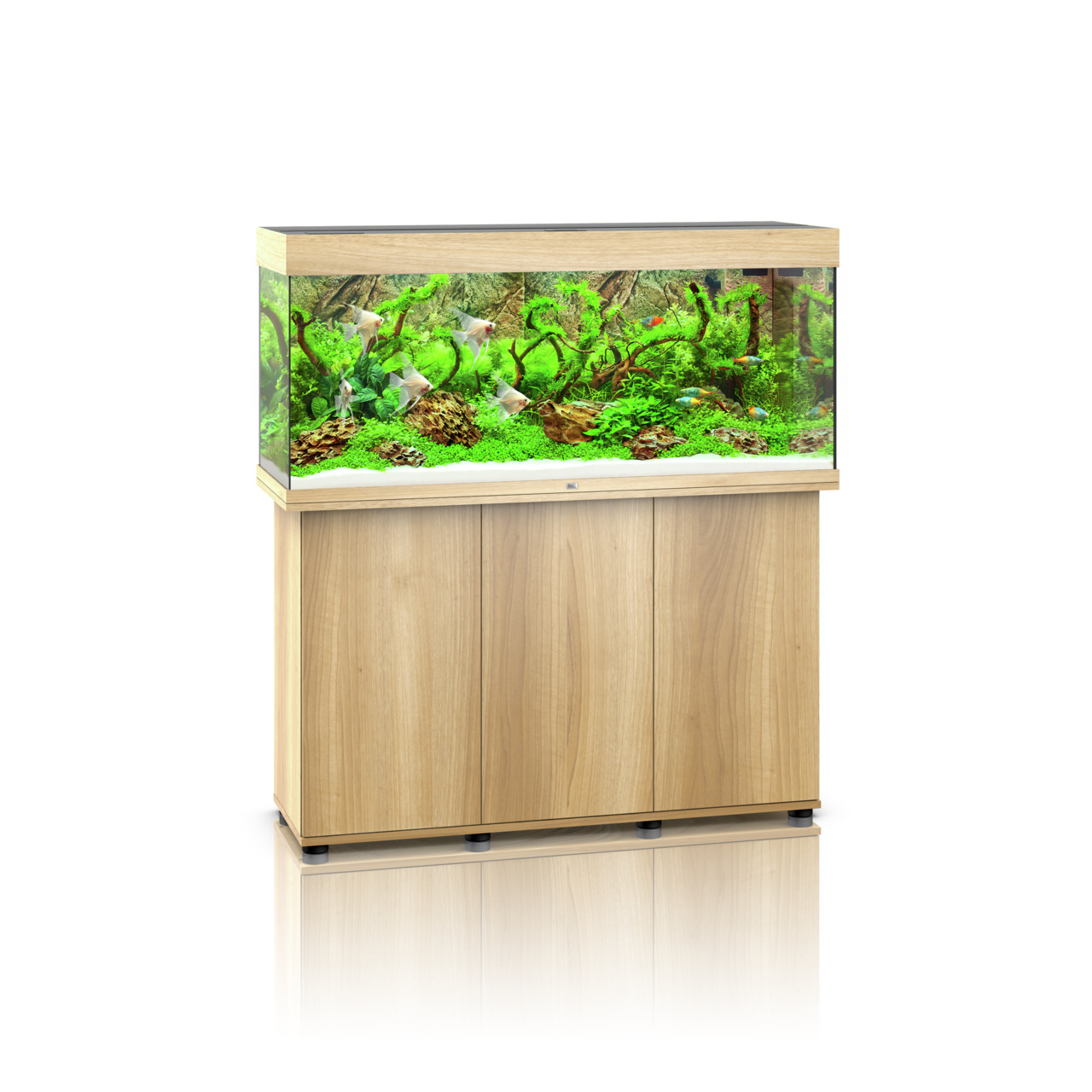 JUWEL Aquarium Rio 350, 350 L, mit Unterschrank in Holzoptik, für Süßwasserfische, inkl. Deko & Pflanzen, ideal für Aquaristik-Fans.