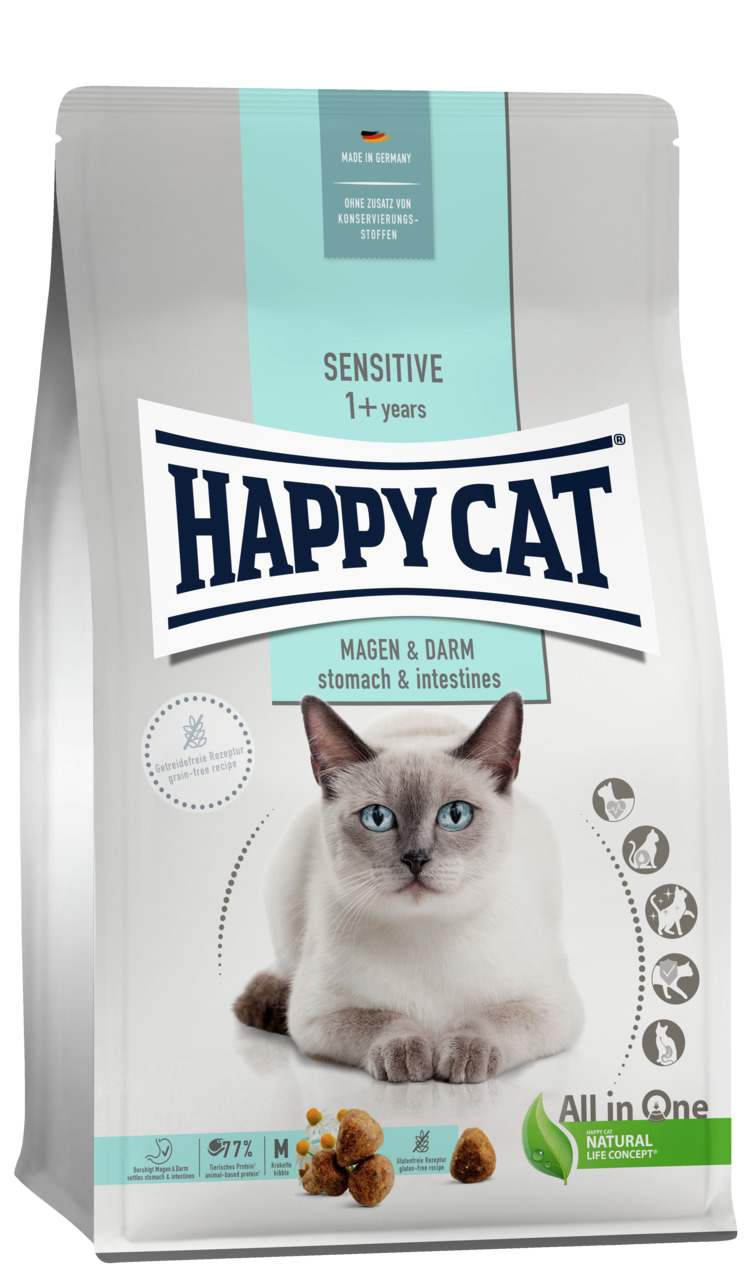 Sparpaket HAPPY CAT Supreme Sensitive Magen & Darm 2 x 4 Kilogramm Katzentrockenfutter