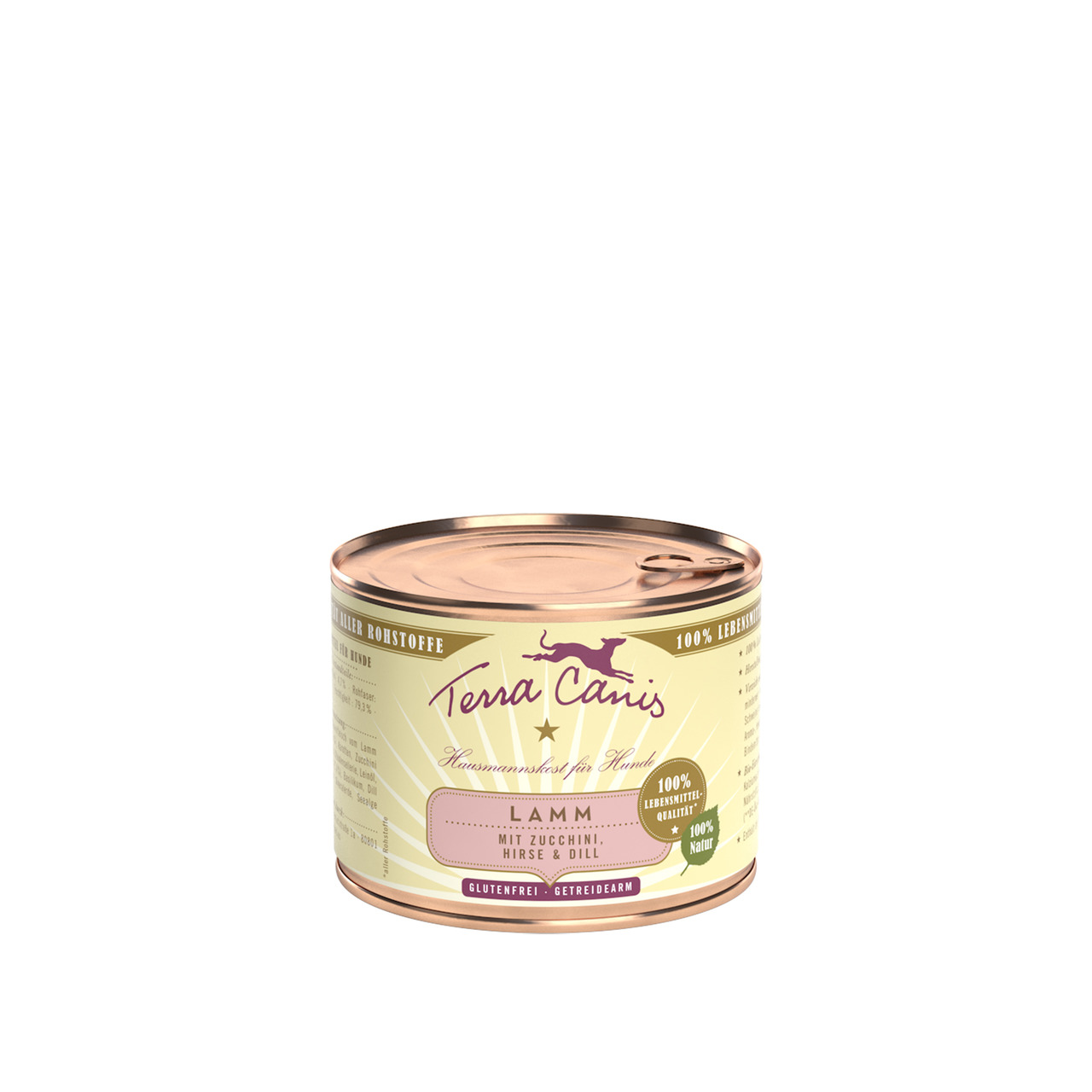 Terra Canis Hundefutter, Lamm, Zucchini, Hirse & Dill, glutenfrei, getreidearm, 100 % nat. Zutaten, 400 g.