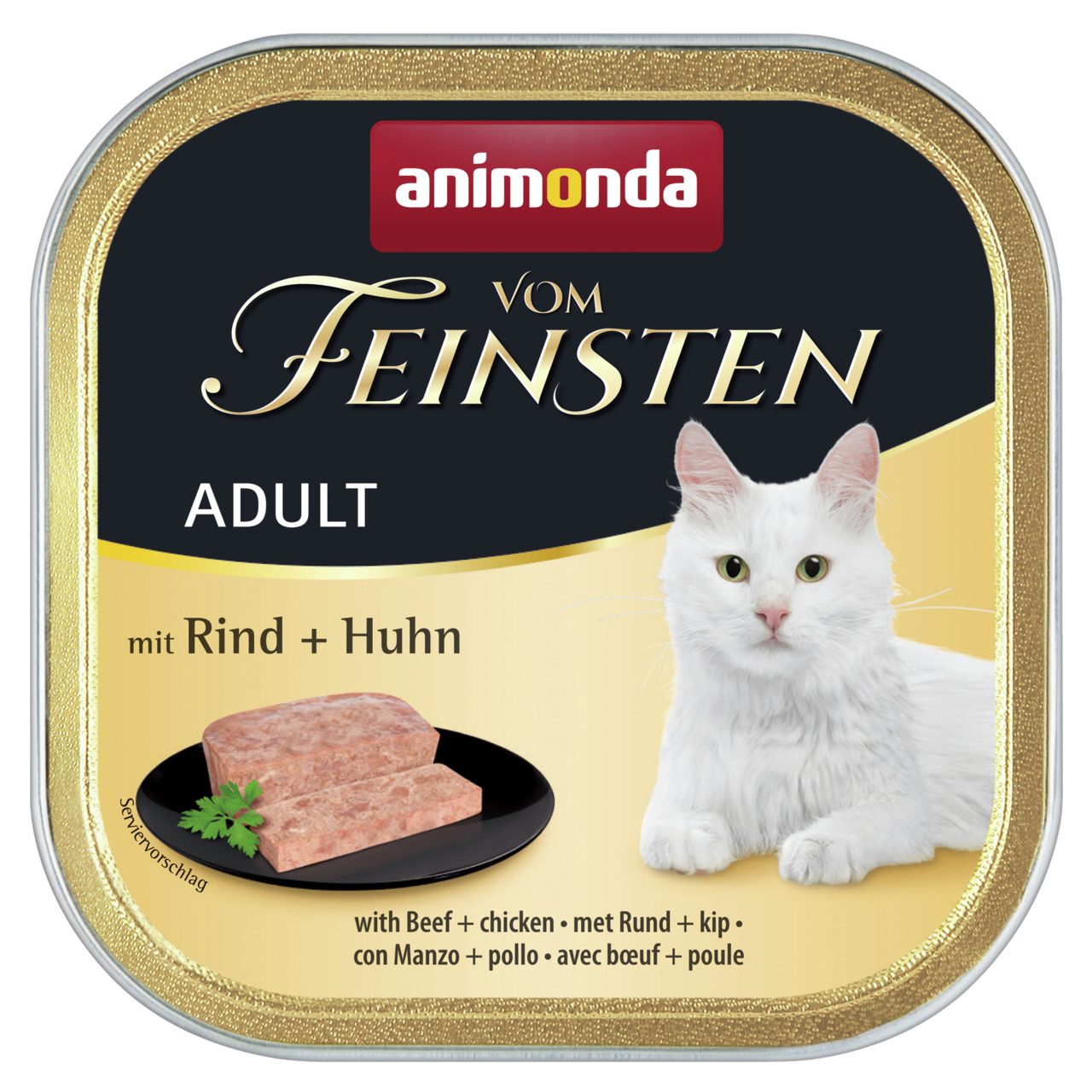 Sparpaket 8 x 100 g Animonda Vom Feinsten Adult mit Rind + Huhn Katzen Nassfutter