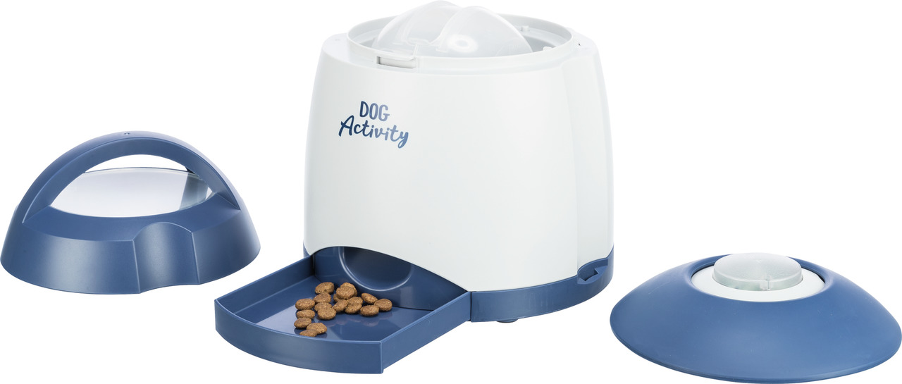 TRIXIE Dog Activity Memory Trainer 3.0, interaktives Spielzeug f. Hunde, weiß/blau, Leckerliausgabe bei Knopfdruck, geistige Förderung.