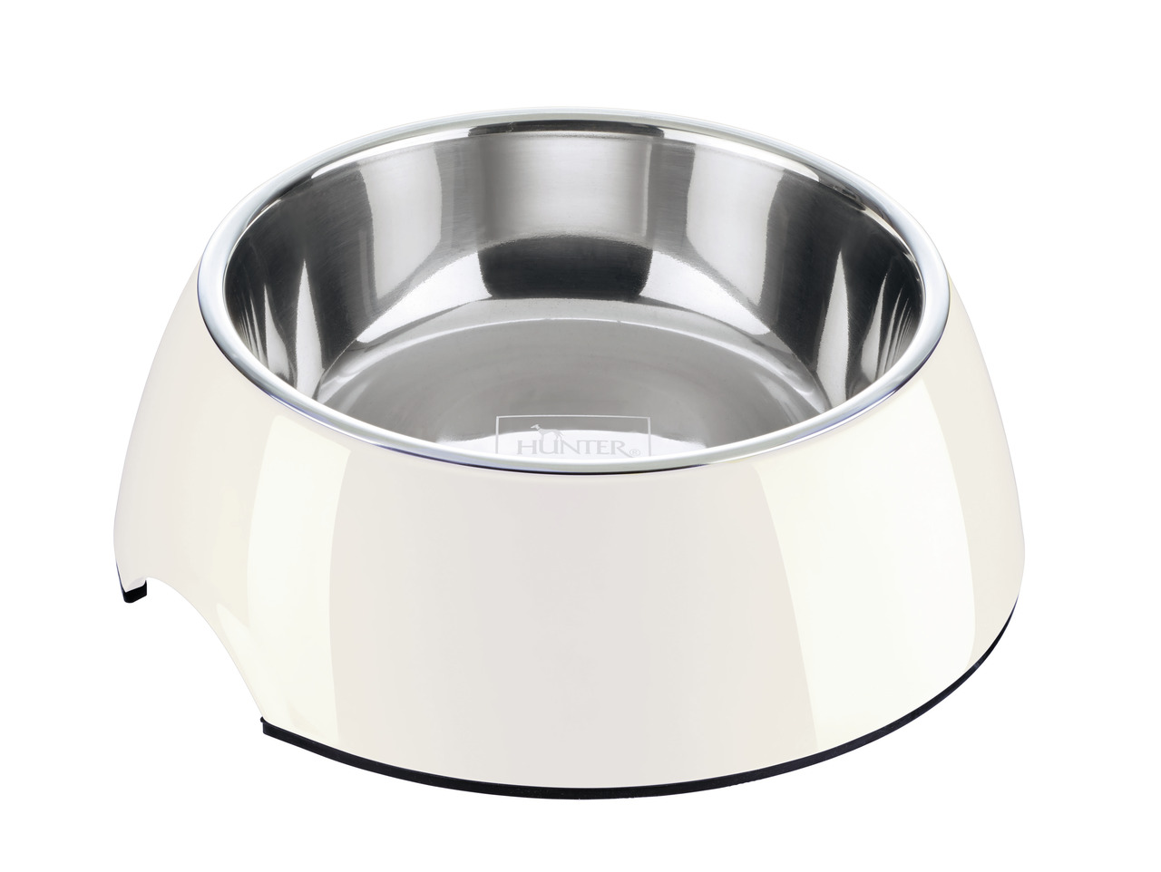 HUNTER Melamin-Napf, für Hunde & Katzen, cremefarben, mit Edelstahleinsatz, rutschfest, leicht zu reinigen, ideal für Futter-Wasser.
