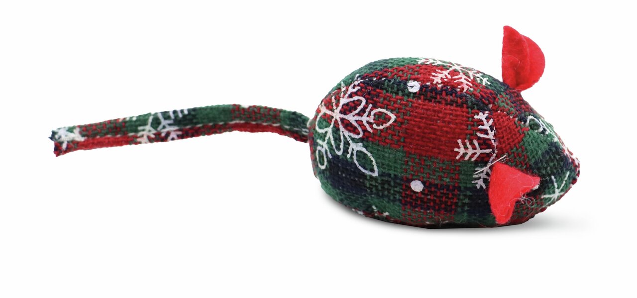 CROCI Katzenspielzeug, Weihnachts-Maus aus Stoff, Zielgruppe: Katzen, geschmacksneutral, Größe: ca. 10 cm.
