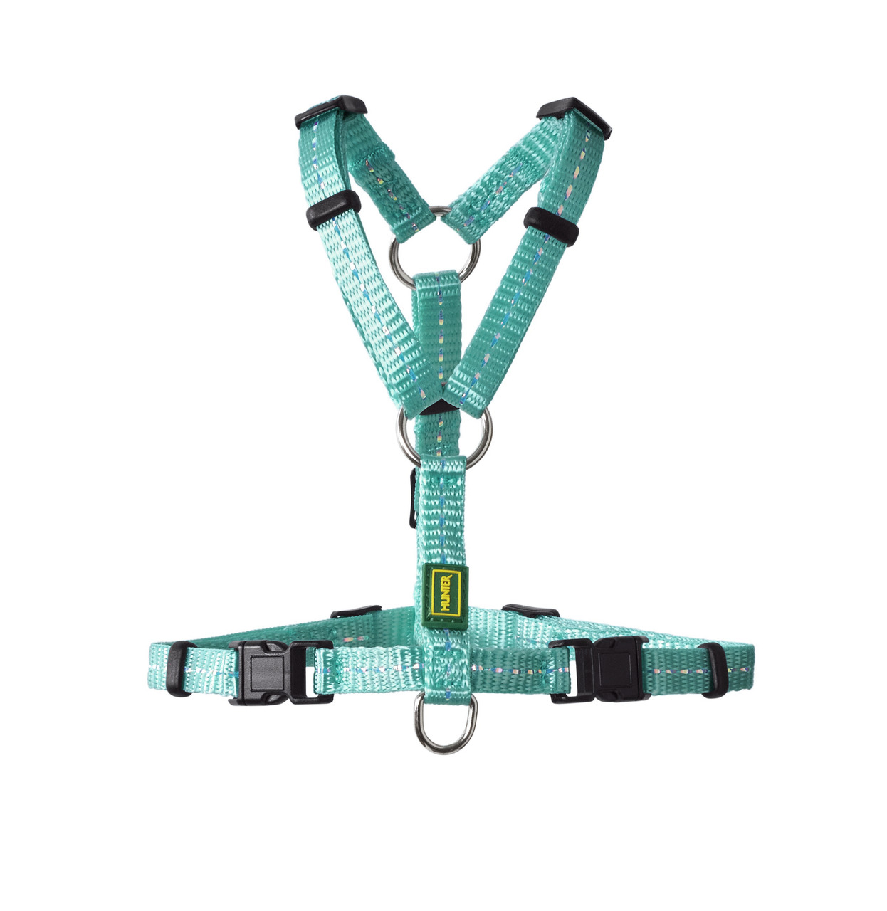 HUNTER Hundegeschirr Tripoli, Nylon, reflektierend, verstellbar, für alle Hundegrößen, türkis, mit Klickverschlüssen & Metallringen.