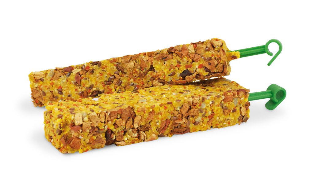 JR FARM Knabberstangen, Nager-Kaninchen, Getreide-Samen-Früchte, natürliche Zutaten, Beschäftigung, 2 Stk., grüne Käfighaken.