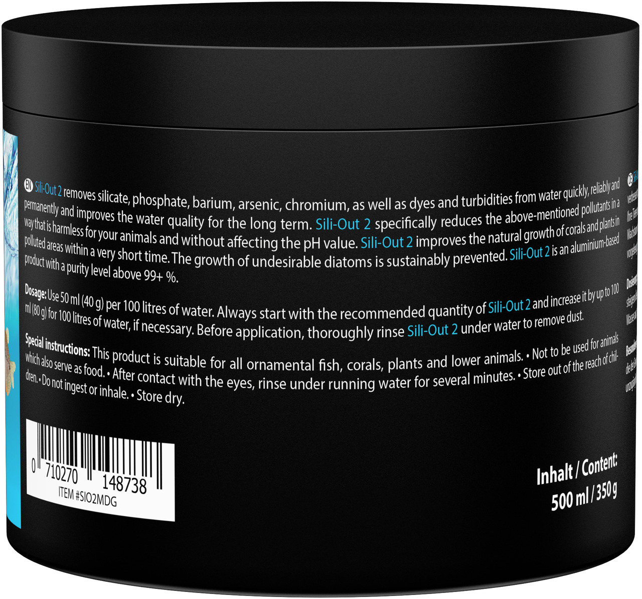 MICROBE-LIFT Sili-Out 2, 500 ml/350 g, Wasseraufbereitungsmittel f. Aquarien, entfernt Silikat/Phosphat, f. Zierfische, Korallen, Pflanzen.
